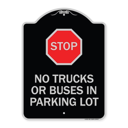 Signmission Parking Lot Rules Stop No Trucks or Buses in Parking Lot Heavy-Gauge Alum, 24" x 18", BS-1824-23430 A-DES-BS-1824-23430